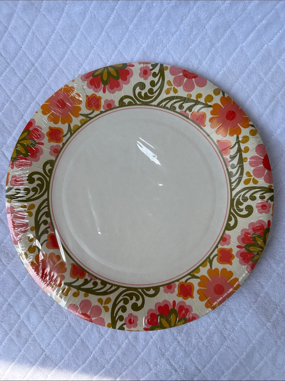 Vera Bradley Paper Plates  in Pink, Orange & Green the Folkloric Patter